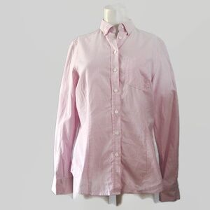 Charles Tyrwhitt Women's Long Sleeve Shirt Size 8 Striped Pink Button Down
